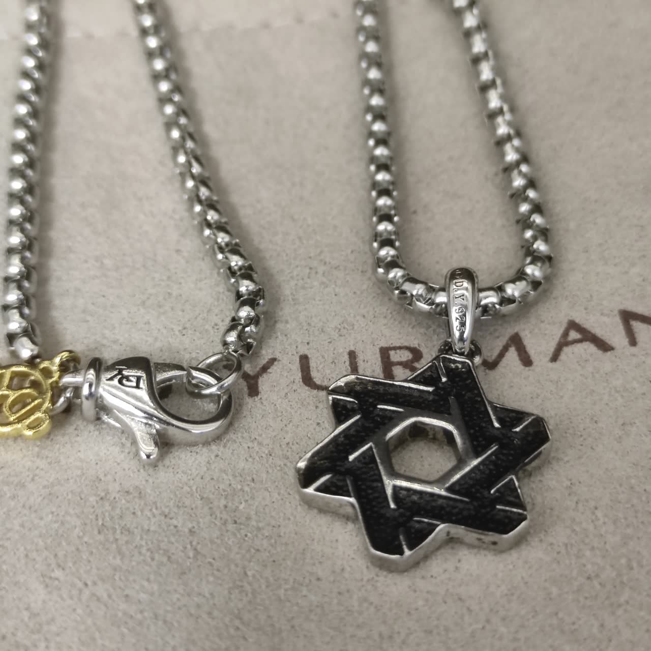 David Yurman Silver Star of David Pendant with Chain